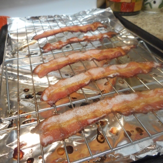 Cook the bacon, cool, break into half inch bits....
