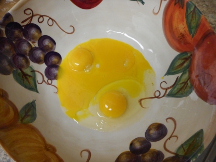 Crack the eggs into the bottom of a glass bowl...